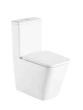 Унитаз-компакт безободковый D&K Berlin DT1437016, 610*345*825мм, сиденье микролифт, белый